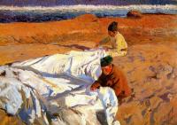 Joaquin Sorolla y Bastida - Mending the Sail